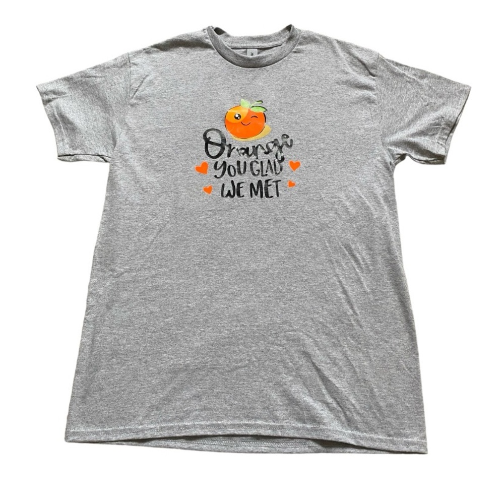 Orange You Glad We Met Valentine Women’s Graphic T-shirt